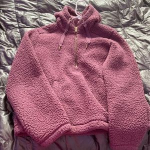Purple fuzzy pullover